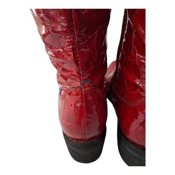Ecco Burgundy Croc-Embossed Heeled Boots - Picture 13 of 13